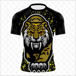แขนสั้นผู้ชาย BJJ MMA เสื้อการบีบอัดผื่นยามแห้งเร็วการออกแบบที่ดีที่สุดผื่นยามออกกําลังกายฟิตเนสสวมใส่ขายส่ง - Product Image 5