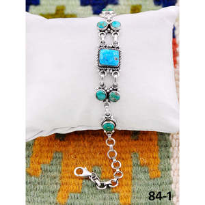Southwest Handmade Emerald Valley Turquoise <b>Bracelet</b> with White Water Sterling Silver Accents - Product Image 1