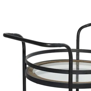 Chariot de service de bar de luxe en céramique dorée, fait main, écologique, chariot de rangement de boissons industriel haut de gamme plaqué Zahid Exports - Product Image 5