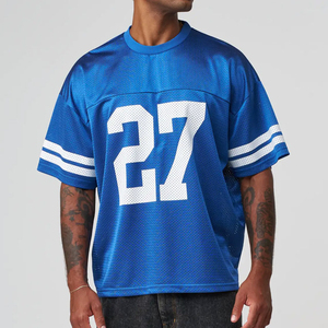 Maillot de football à col côtelé et encolure en V, coupe ample, tricoté en polyester/coton, coupe classique, manches courtes imprimées, écologique - Product Image 1