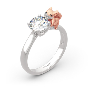 แหวนเงินสเตอร์ลิงทรงกลมวินเทจ Jeulia Hug Me Baby Fox ประดับด้วยพลอยธรรมชาติ - Product Image 2