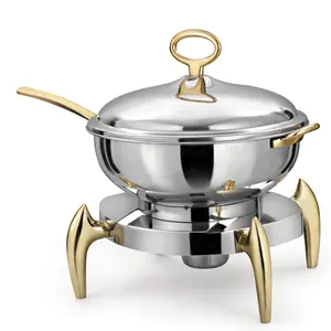 New Arrival Rectangular Chaffing Dishes Stainless Steel Catering Equipment Double pan 9L Gold Flip Top Chafing Dish