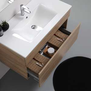 Mobile Bagno Sospeso a Due Pezzi da 90 cm in Rovere Naturale di Shanghai, Elegante Set Bagno Italiano - Product Image 5