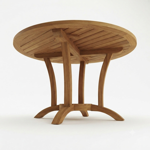 Table de salle à manger d'extérieur en teck massif Solara, style moderne resort, qualité supérieure, résistante aux intempéries, plateau à lattes, non pliable, fabrication indonésienne - Product Image 3