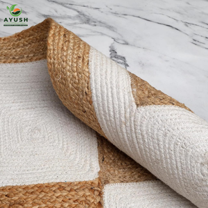 Tapis de jute 9x12 pour salon avec coton incorporé 100% tapis naturels faits à la main avec personnalisation - Product Image 2