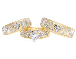 Anillo nupcial de diamante de moissanita chapado en oro amarillo de estilo único, conjunto en plata 925, joyería de boda elegante para mujer - Product Image 4