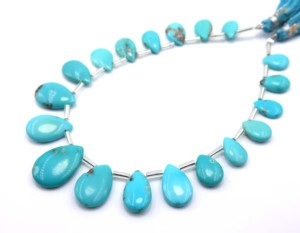 ลูกแพร์อาริโซน่าธรรมชาติสีเทอร์ควอยส์แบบเรียบลูกปัดพลอยทรงหยดน้ำขนาด8นิ้วสำหรับทำเครื่องประดับ - Product Image 3