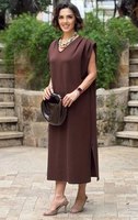 Robe tricotée décontractée taille haute pour femme, motif floral abstrait, style bohème élégant, longueur genou, confortable pour le quotidien, vente en gros