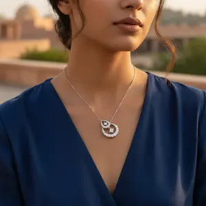 จี้เงินแท้ 925 ชุบทอง ประดับด้วยเพชรคิวบิกเซอร์โคเนีย สำหรับเครื่องประดับแฟชั่นสตรี - Product Image 2