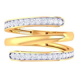 Anillo de Oro Sólido de 18K con Diamantes Engastados en Pavé, Bañado en Rodio, Anillos de Boda Modernos para Mujer (Bicolor Blanco/Amarillo/Oro Rosa) - Product Image 5