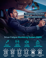 Caméra de tableau de bord 3K à 4 objectifs, caméra de voiture AI DMS avec WiFi 5G, GPS universel, caméra de tableau de bord pour voiture, vision nocturne CPL à 360 degrés