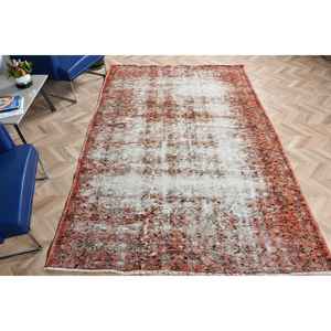 Alfombra Turca Vintage Grande de 6.2x9.4 pies, Alfombra Roja Ikat de Lana - Product Image 4