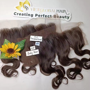 Cheveux cambodgiens vierges bruns teints de qualité supérieure en dentelle frontale transparente 13x4, cheveux humains bruts vietnamiens Grade a - Product Image 2
