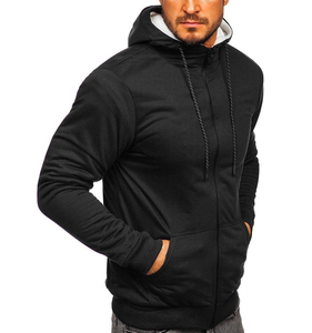 Sweat à capuche unisexe en molleton 100 % coton épais, fermeture éclair, coupe classique, streetwear, logo personnalisé, service OEM, hiver - Product Image 2