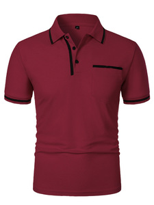 <span class=keywords><strong>Polo</strong></span> Casual da Uomo con Colletto Rialzato, Taglie Forti, Traspirante in Fibra di Acetato, Motivo Tinta Unita o Stampato, Tessuto Jersey - Product Image 4