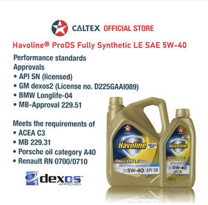 Havoline prods Le SAE 5W-40 SN น้ำมันเครื่องสังเคราะห์ประสิทธิภาพสูงสำหรับรถยนต์4L Caltex-14KG บรรจุพลาสติก - Product Image 3