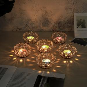 Elegant Gold Finished Metal <b>Tealight</b> <b>Holder</b> Decorative Candle Stand for Home Festival and Diwali Decor - Product Image 4