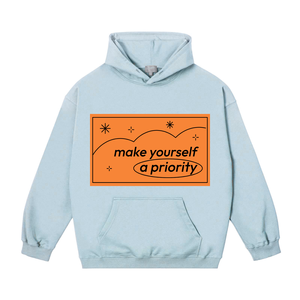 Soyez un Prioritaire : Sweat à Capuche Unisexe Oversize en Coton French Terry Décontracté pour l'Automne, Streetwear avec Logo Imprimé sur le Devant - Product Image 2