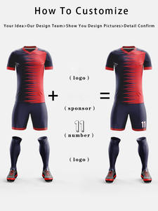 Uniformes de fútbol deportivos transpirables de poliéster liso personalizados para hombres, conjuntos de camisetas de fútbol azules, conjunto de ropa de fútbol, conjunto completo de kits de fútbol - Product Image 2