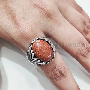 Bague pour homme en argent sterling 925, pierre de soleil naturelle, style ottoman vintage, toutes tailles, cadeau de Noël, vente en gros - Product Image 3