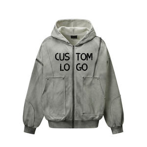 เสื้อฮู้ดผ้าเกล็ดปลาแบบมีซิปสำหรับผู้ชายและผู้หญิงเสื้อมีฮู้ดผ้าคอตตอนปักลายสไตล์ใหม่ดีไซน์100% - Product Image 1