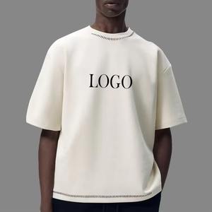 เสื้อยืดผ้าฝ้าย100% สำหรับผู้ชายรุ่นเฮฟวี่เวตเชิ้ตลำลองสะพายไหล่ทรงโอเวอร์ไซส์พร้อมโลโก้ออกแบบได้ตามต้องการ2025เสื้อไม่มีลายพื้น - Product Image 1