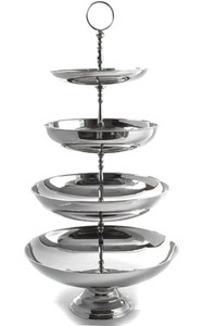 ขาตั้งเค้ก2ชั้นทำจากนิกเกิลเคลือบเงาทำจากสแตนเลสพร้อมก้านตกแต่ง - Product Image 2