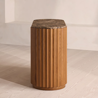 Commode à 3 tiroirs en bois de frêne massif avec plateau en marbre véritable de style moderne pour la chambre à coucher
