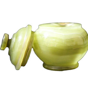 Pot à bonbons en marbre onyx avec couvercle, récipient de rangement en cristal naturel pour bonbons, sucre et décoration intérieure - Product Image 1