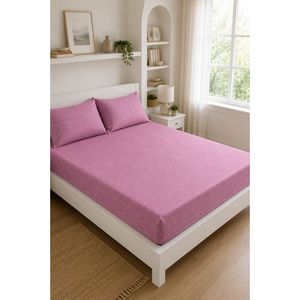 Ensemble de draps-housses extra larges 100% coton en rose, respirant - Product Image 1