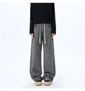Pantalones vaqueros holgados de corte holgado a la moda para hombre, ropa de calle de moda, pantalones de estilo cargo de mezclilla, diseño personalizado disponible OEM ODM - Product Image 2