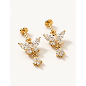 Butterfly Micro Hanging <b>Stud</b> Earrings 14k/18k Gold Rose Gold Vintage Diamond Zircon Pearl-for Wedding Engagement Party Gift - Product Image 1