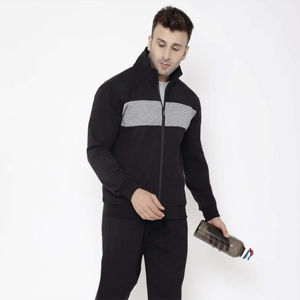Chándal de entrenamiento de invierno informal de talla XL para hombre, cómodo y elegante, con capucha, color bloqueado, uso diario, logotipo ecológico - Product Image 5
