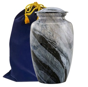 Belle urne funéraire en métal gris antique gravée en laiton/aluminium pour adultes, cendres funéraires humaines - Product Image 6