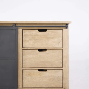 Aparador de estilo industrial en madera maciza y metal 200 cm - Detroit - Product Image 4