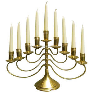 Candelabro de menorá antiguo de Metal decorativo judío más vendido, candelabro alto Retro para decoración del hogar, fabricante de India - Product Image 1
