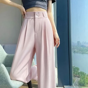 Lightweight Breathable <b>Trousers</b> High Waist Denim Wide Leg Pants <b>Women</b> <b>Summer</b> Thin High Waist Drapey Casual Ice Silk Cool Pants - Product Image 5