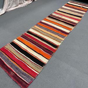 2.8x12.2 ft Vintage Rug, Turkish <b>Runner</b> Rug, <b>Red</b> Animal Print Wool Rug - Product Image 4