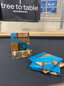 Vente chaude carré en bois résine époxy sous-verres tapis taille personnalisée haute qualité tasse à café tasse sous-verres tapis prix très raisonnable - Product Image 3