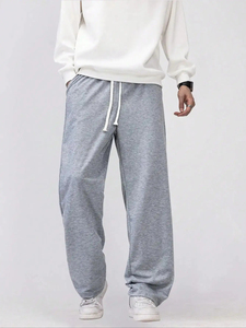 <b>Men</b> Casual Sports Pants Loose Straight Fit Drapey <b>Trousers</b> Comfortable Daily Wear Home Outdoor Activity Solid Quick Dry - Product Image 5
