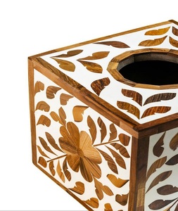 Caja de Servilletas con Incrustaciones de Nácar y Hueso, Caja de Servilletas con Incrustaciones de Resina, Vajilla de Alta Calidad, Porta Servilletas de Resina Hecho a Mano - Product Image 2