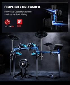Batería Electrónica BackBeat de Alta Calidad, Nueva, con Pantalla Táctil de 7 Pulgadas de Alta Tecnología y 1126 Sonidos, Asientos para Batería DT-150 - Product Image 3