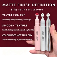 Stylo à lèvres liquide satiné Your Logo, effet estompeur, avec vitamine E, crème à lèvres, applicateur à bille métallique, pointe floquée, marron, baume hydratant torsadé