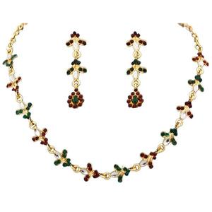 Collier plaqué or Kriaa serti de pierre rouge autrichienne bijoux fins 1100217 - Product Image 1