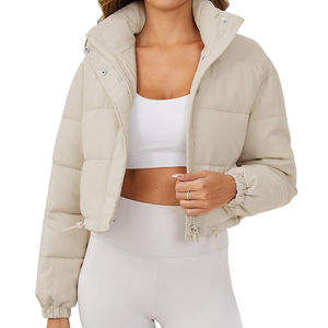 Veste courte matelassée d'hiver pour femmes 2026, veste zippée, col montant, chaude, couleur unie, vêtement d'extérieur décontracté, doudoune - Product Image 1