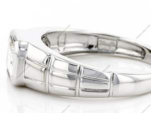 18K White Gold Plating <b>Men's</b> <b>Ring</b> with 1.60 Carat Moissanite Ruby Classic Style VVS Clarity Sterling Silver 8x6 MM" - Product Image 2