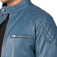 Chaqueta de Cuero Vacuno para Hombre, Otoño-Invierno, Cuello Alto, Cierre con Cremallera y Logotipo Frontal, Alta Calidad, Ecológica, Transpirable y de Secado Rápido