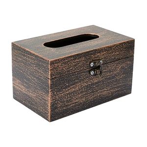Soporte de pañuelos de madera pulida de primera calidad con fondo deslizante Caja de pañuelos de madera india tradicional con accesorios de latón a bajo precio - Product Image 1