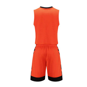 Conjunto de camiseta de baloncesto naranja para hombre, uniforme de poliéster sin mangas con cuello en V que absorbe la humedad, nombre del equipo personalizado, impresión personalizada - Product Image 3