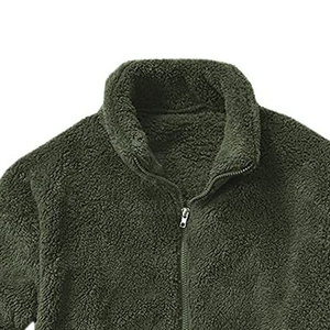 <b>Sherpa</b> Jacket for <b>Men</b> Casual Winter Fashion Soft <b>Fleece</b> Outdoor Travel and Daily Wear Stand Collar Front Logo - Product Image 5